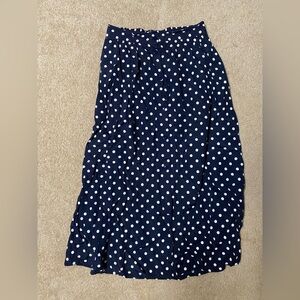 VTG Jessica Scott Blue and White Ruched A-Line Midi Skirt